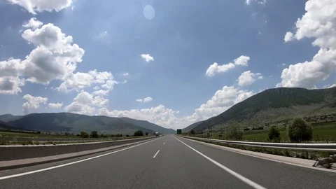 Driving on the Highway, Front View Stock Footage 90371798