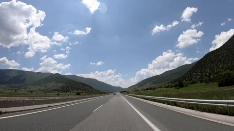 Driving on the Highway, Front View Stock Footage 90371837