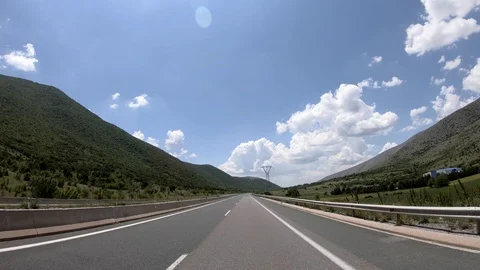 Driving on the Highway, Front View Stock Footage 90372031