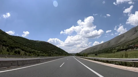 Driving on the Highway, Front View Stock Footage 90372074