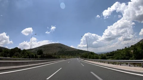 Driving on the Highway, Front View Stock Footage 90372164