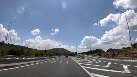 Driving on the Highway, Front View Stock Footage 90372359