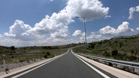 Driving on the Highway, Front View Stock Footage 90372366