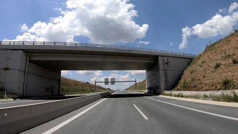 Driving on the Highway, Front View Stock Footage 90372431