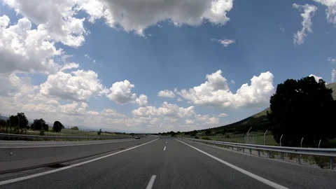 Driving on the Highway, Front View Stock Footage 90372475