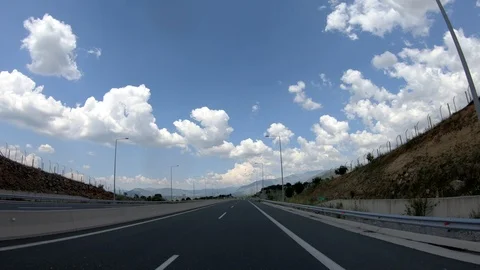 Driving on the Highway, Front View Stock Footage 90372560