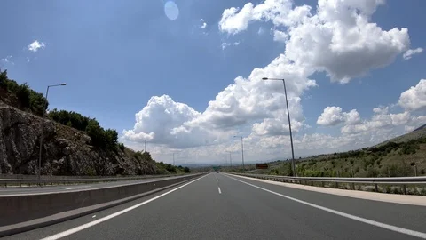 Driving on the Highway, Front View Stock Footage 90372579
