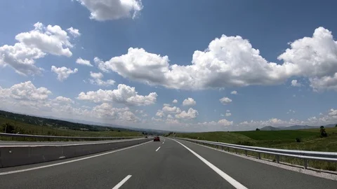 Driving on the Highway, Front View Stock Footage 90372677
