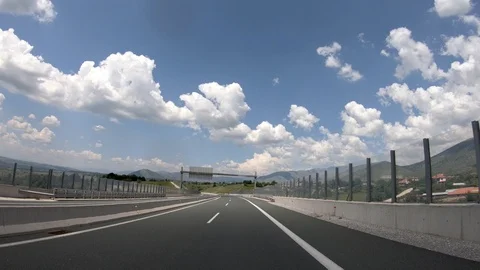 Driving on the Highway, Front View Stock Footage 90372726