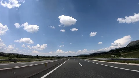 Driving on the Highway, Front View Stock Footage 90373127
