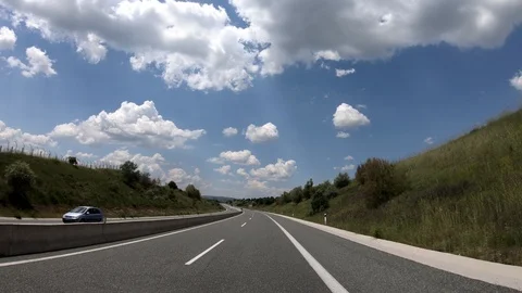 Driving on the Highway, Front View Stock Footage 90373167