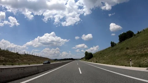Driving on the Highway, Front View Stock Footage 90373267