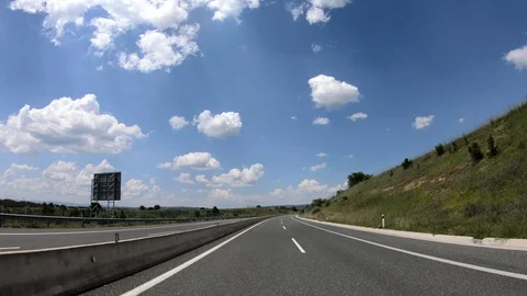 Driving on the Highway, Front View Stock Footage 90373312