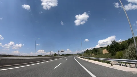 Driving on the Highway, Front View Stock Footage 90373320