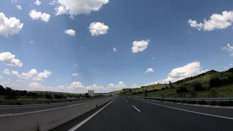 Driving on the Highway, Front View Stock Footage 90373342