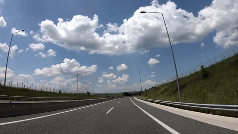 Driving on the Highway, Front View Stock Footage 90373373