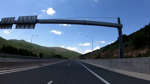 Driving on the Highway, Front View Stock Footage 90373919