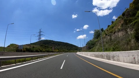 Driving on the Highway, Front View Stock Footage 90373937