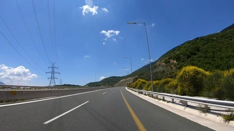 Driving on the Highway, Front View Stock Footage 90374021