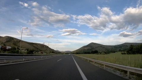 Driving on the Highway, Front View Stock Footage 90374032