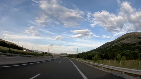 Driving on the Highway, Front View Stock Footage 90374245