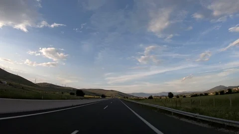 Driving on the Highway, Front View Stock Footage 90374353