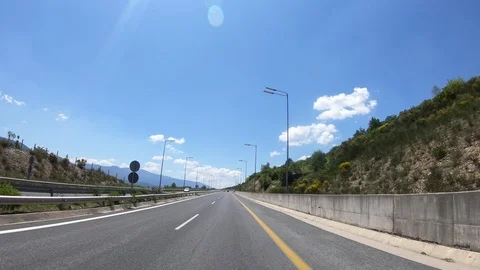 Driving on the Highway, Front View Stock Footage 90374523