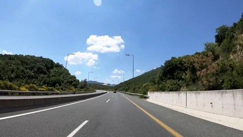 Driving on the Highway, Front View Stock Footage 90374667