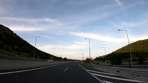 Driving on the Highway, Front View Stock Footage 90374705