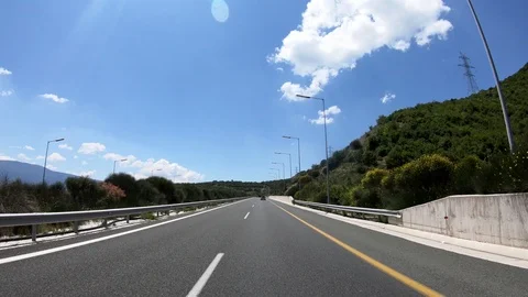 Driving on the Highway, Front View Stock Footage 90374781