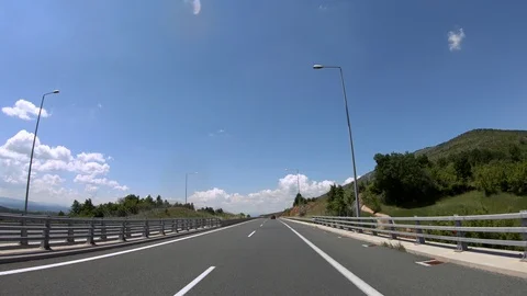 Driving on the Highway, Front View Stock Footage 90375461
