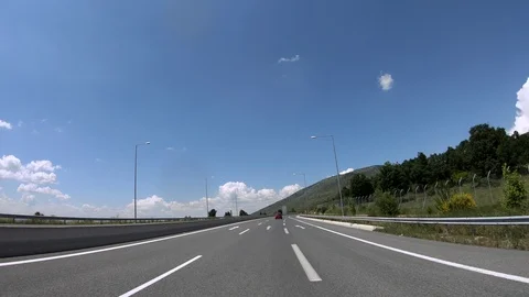 Driving on the Highway, Front View Stock Footage 90375491