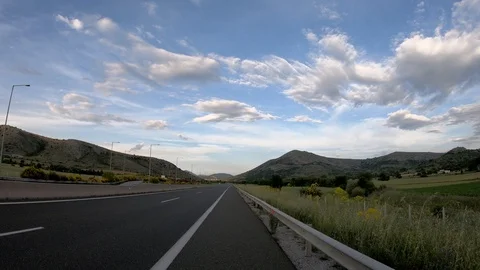Driving on the Highway, Front View Stock Footage 90379496