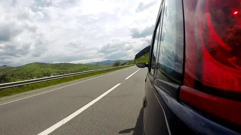 Driving on the highway in the mountains. Stock Footage 74017297