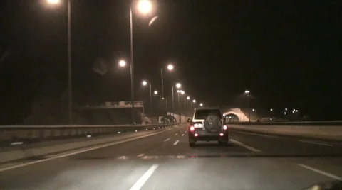 Driving in the highway at night Stock Footage 41586466