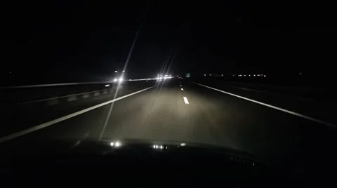 Driving on the highway at night Stock Footage 45221412