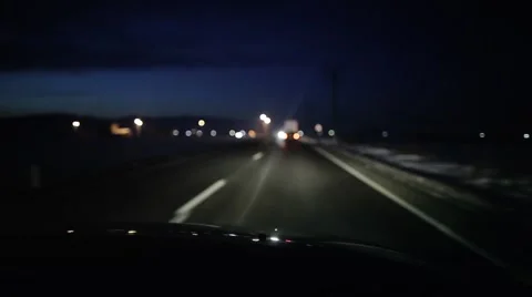 Driving on the highway at night Stock Footage 45221458