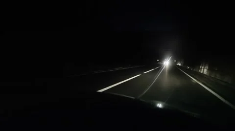Driving on the highway at night Stock Footage 45221476