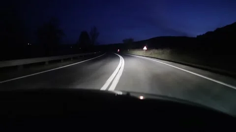 Driving on the highway at night Stock Footage 45221825