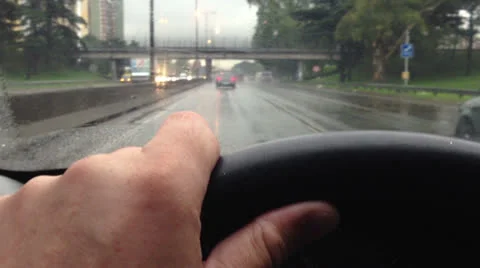 Driving on highway, rain. Stock Footage 23972324