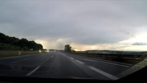Driving a highway in the rain Stock Footage 172067736