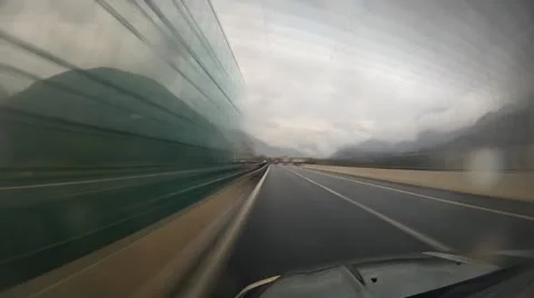 Driving on highway in rainy day Stock Footage 12547059