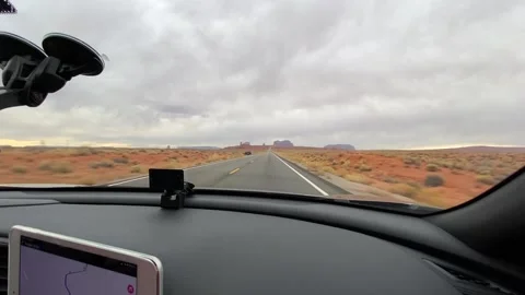 Driving on the highway on the way to monument valley. Utah and Arizona Stock Footage 181092287