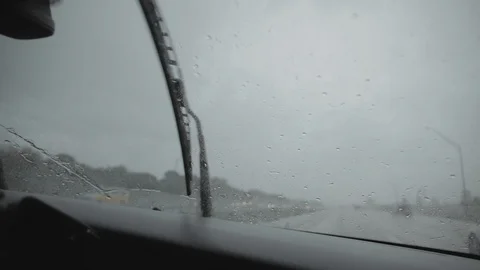 Driving on Highway with Windshield Wipers during a Storm Stock-Footage 114583880