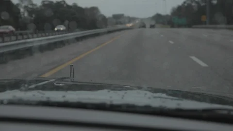 Driving on Highway with Windshield Wipers during a Storm (Time-Lapse) Stock Footage 114583958