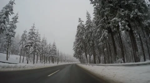 Driving on Highway in winter Stock Footage 46481528