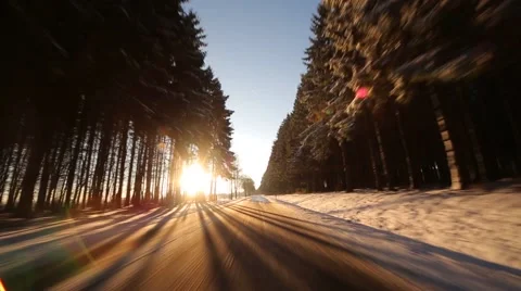 Driving on Highway in winter with sun Video stock 45515492