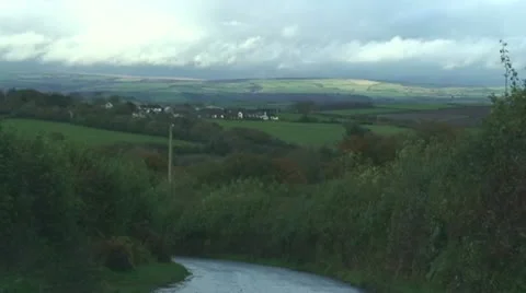 Driving from a hill Stock Footage 12735358