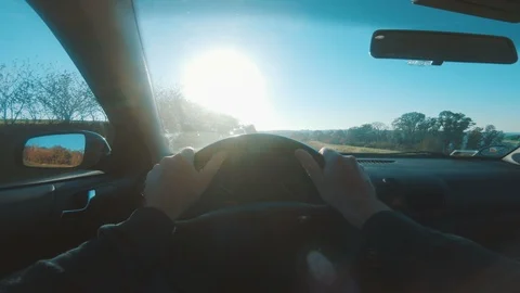 Driving on holiday seen from the perspective of the driver of the car Stock Footage 98076918