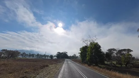 Driving Hyperlapse - Murray River Road - Granya Fog Stock Footage 332105856